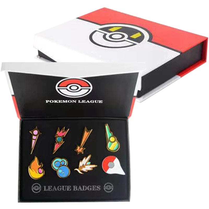 Planet Gates Pokemon Gym Badges Kanto Johto Hoenn Sinnoh Unova Kalos League Region Pins Brooches Orange Islands Box Collection Pocket Monster