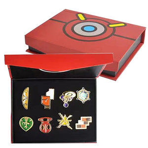 Planet Gates Pokemon Gym Badges Kanto Johto Hoenn Sinnoh Unova Kalos League Region Pins Brooches Orange Islands Box Collection Pocket Monster