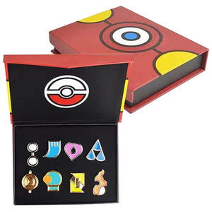 Planet Gates Pokemon Gym Badges Kanto Johto Hoenn Sinnoh Unova Kalos League Region Pins Brooches Orange Islands Box Collection Pocket Monster