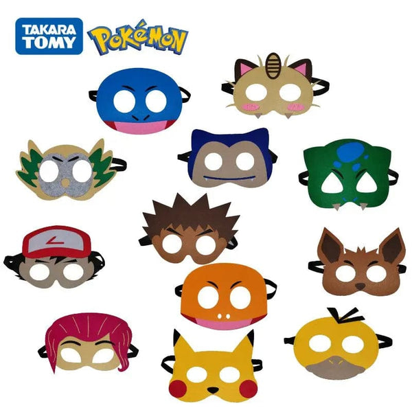 Planet Gates Pokemon-Mask-12PCS 12Pcs Pokemon Felt Mask Anime Cosplay Pikachu Eevee Eye Mask Kids Birthday Party Decoration Dress Up Masquerade Party Supplies