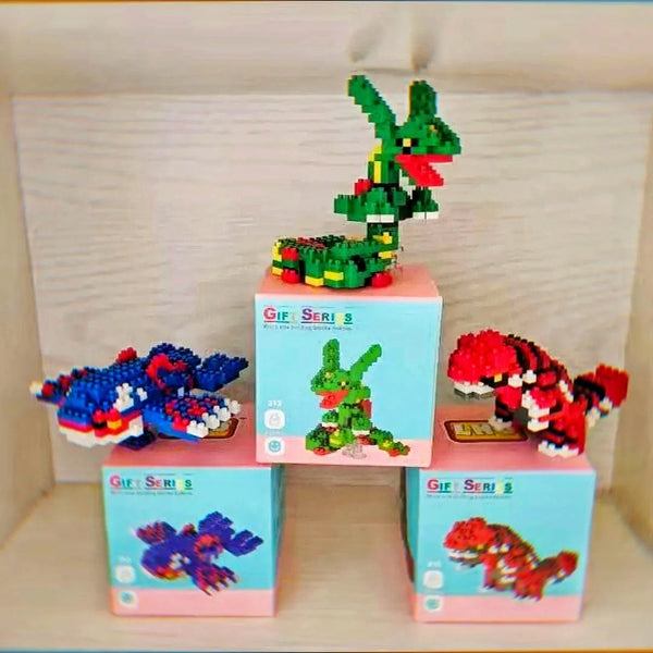 Planet Gates Pokemon Small Blocks Nanoblock Charizard Kyogre Groudon Rayquaza Model Education Graphics Toys for Kids Birthday Gift Toys