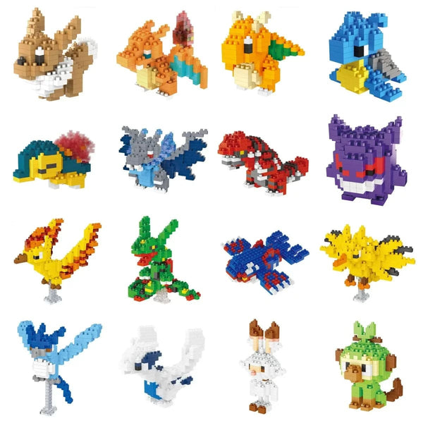 Planet Gates Pokemon Small Blocks Nanoblock Charizard Kyogre Groudon Rayquaza Model Education Graphics Toys for Kids Birthday Gift Toys