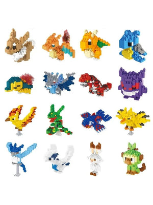 Planet Gates Pokemon Small Blocks Nanoblock Charizard Kyogre Groudon Rayquaza Model Education Graphics Toys for Kids Birthday Gift Toys