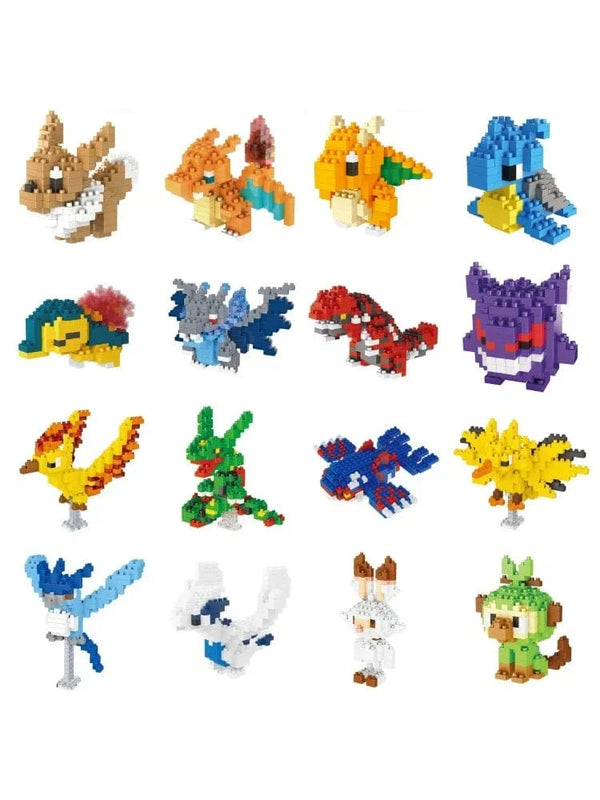 Planet Gates Pokemon Small Blocks Nanoblock Charizard Kyogre Groudon Rayquaza Model Education Graphics Toys for Kids Birthday Gift Toys