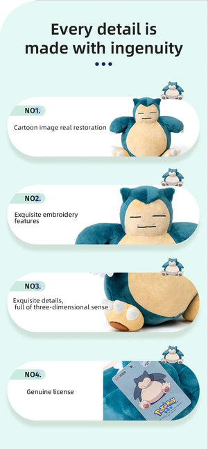 Planet Gates Pokemon Snorlax / 25cm l 9.8inch Pokemon Kawaii Snorlax Stuffed Toys Cartoon&Cute Plush Dolls Throw Pillow Birthday Gift  For Kids Friends Boys Home Decoration