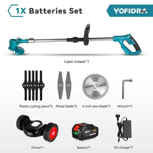 Planet Gates Poland / 0 Battery-No Wheel / EU Handheld Electric Foldable Lawn Mower For Makita 18V Battery Adjustable Electric Trimmer With Accessories Garden Pruning Tool