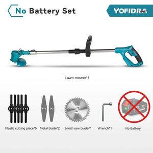 Planet Gates Poland / 0 Battery-No Wheel / EU Handheld Electric Foldable Lawn Mower For Makita 18V Battery Adjustable Electric Trimmer With Accessories Garden Pruning Tool
