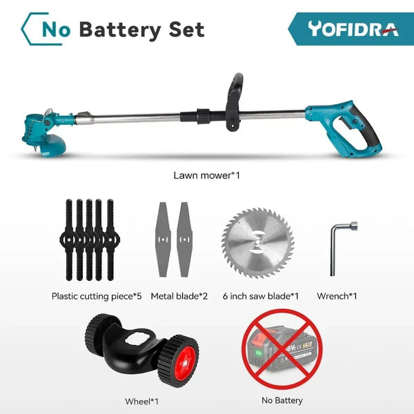 Planet Gates Poland / 0 Battery-No Wheel / EU Handheld Electric Foldable Lawn Mower For Makita 18V Battery Adjustable Electric Trimmer With Accessories Garden Pruning Tool