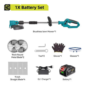 Planet Gates Poland / 1 Battery EU Plug / EU NEWBENY 9 Inch Brushless Electric Lawn Mower Digital Display Cordless Rechargeable Garden Weeding Tools For Makita 18V Battery