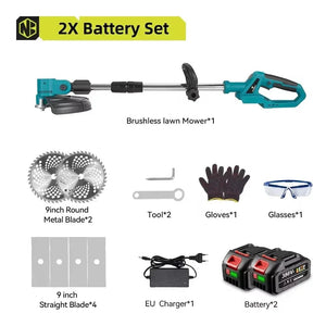 Planet Gates Poland / 2 Battery EU Plug / EU NEWBENY 9 Inch Brushless Electric Lawn Mower Digital Display Cordless Rechargeable Garden Weeding Tools For Makita 18V Battery