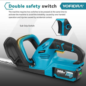 Planet Gates Poland / 2 Battery EU PLUG YOFIDRA 2000W Electric Hedge Trimmer Efficient Cordless Rechargeable Garden Shrub Pruning Power Tools For Makita 18V Battery