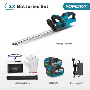 Planet Gates Poland / 2 Battery EU PLUG YOFIDRA 2000W Electric Hedge Trimmer Efficient Cordless Rechargeable Garden Shrub Pruning Power Tools For Makita 18V Battery