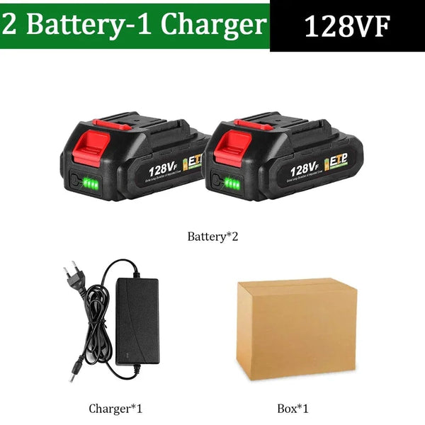 Planet Gates Poland / 2x128VF-1 Charger / 18V 20V Rechargeable Lithium Battery EU Plug.388VF 15000mAh.928VF 22500mAh.Battery Capacity Indicator.for Chainsaw Electric Drill