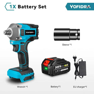 Planet Gates Poland / EU / 1xBattery Set A Yofidra 1000N.m 20V Brushless Electric Impact Wrench Cordless Wrench Socket 1/2 Inch Li-ion Battery For Makita 18V Battery