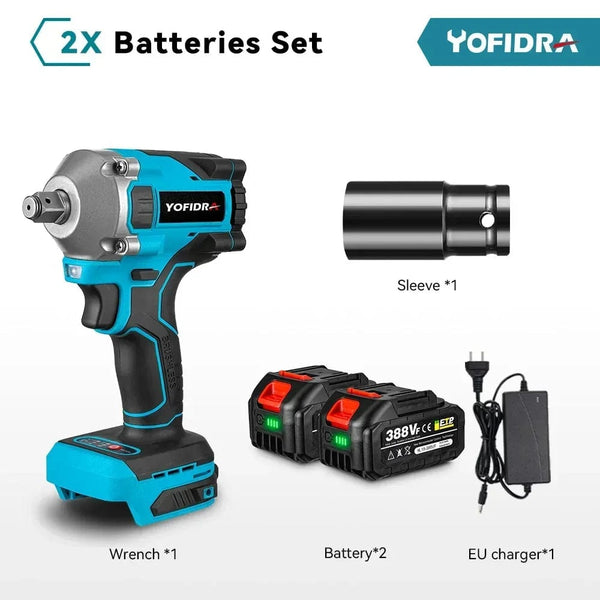 Planet Gates Poland / EU / 2xBattery Set A Yofidra 1000N.m 20V Brushless Electric Impact Wrench Cordless Wrench Socket 1/2 Inch Li-ion Battery For Makita 18V Battery