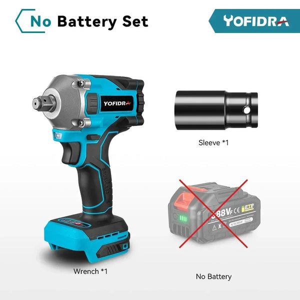 Planet Gates Poland / EU / NO Battery Set A Yofidra 1000N.m 20V Brushless Electric Impact Wrench Cordless Wrench Socket 1/2 Inch Li-ion Battery For Makita 18V Battery