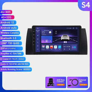 Planet Gates Poland / S4 8Core 4G 32G AHD2 8GB 128GB Android 12 Car Multimedia Player 9 Inch Navigation For BMW E39 E53 M5 1995-2003 Radio Stereo BT GPS Wifi DSP SWC AM FM