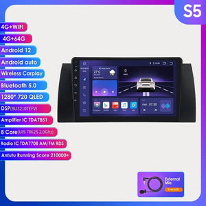 Planet Gates Poland / S5 (8Core 4G 64G) 8GB 128GB Android 12 Car Multimedia Player 9 Inch Navigation For BMW E39 E53 M5 1995-2003 Radio Stereo BT GPS Wifi DSP SWC AM FM