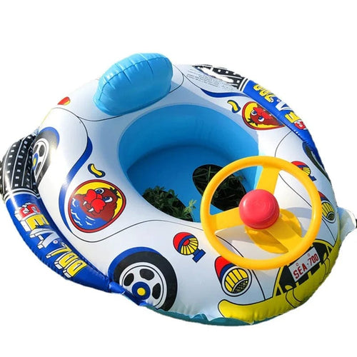 Planet Gates Police Car Boat Big Inflatable Baby Swimming Rings Seat Floating Sun Shade Toddler Swim Circle Fun Pool Bathtub Beach Party Summer Water Toys