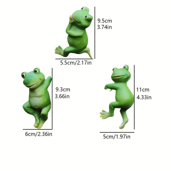 Planet Gates Polychrome 3pcs/Set Cute Frog Figurines: Add Fun & Whimsy to Your Patio, Lawn, or House with These Hanging Animal Statues!
