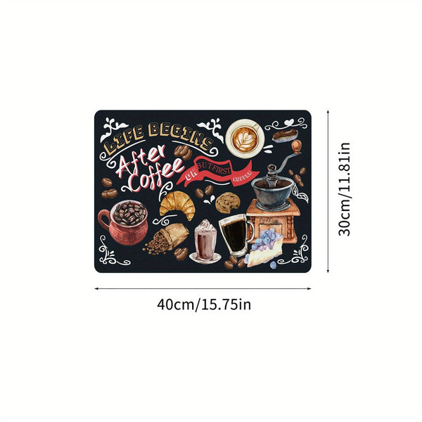 Planet Gates Polychrome / 40*30cm/15.75*11.81IN 1pc Coffee Printed Dish Drying Mat, Soft Rubber Draining Pad, Non-Slip Super Absorbent Wear-resistant Coffee Machine Mat, Placemat For Countertop Dining Patio Table Decorations, Home Kitchen Supplies