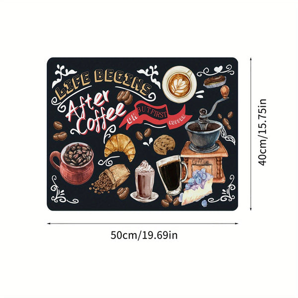 Planet Gates Polychrome / 50*40cm/19.69*15.75IN 1pc Coffee Printed Dish Drying Mat, Soft Rubber Draining Pad, Non-Slip Super Absorbent Wear-resistant Coffee Machine Mat, Placemat For Countertop Dining Patio Table Decorations, Home Kitchen Supplies