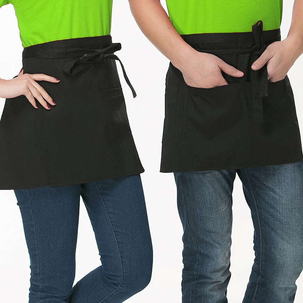 Planet Gates Polyester 1Pc Waist Apron With 3 Pockets, Polyester Apron, Adjustable Strap And Large Pockets Apron, Kitchen Cooking Baking Bib Apron, Chef Apron, 16.76cm/16.76cm