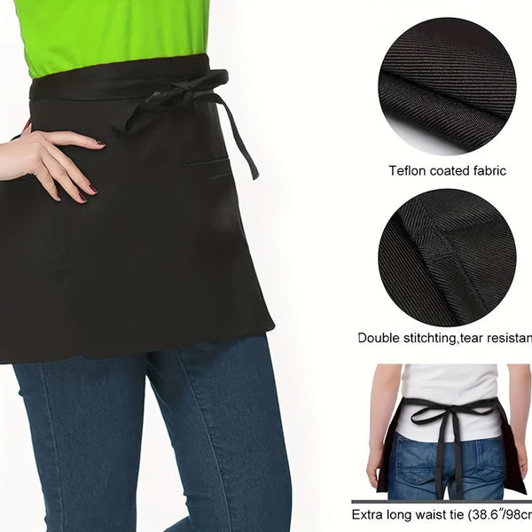 Planet Gates Polyester 1Pc Waist Apron With 3 Pockets, Polyester Apron, Adjustable Strap And Large Pockets Apron, Kitchen Cooking Baking Bib Apron, Chef Apron, 16.76cm/16.76cm