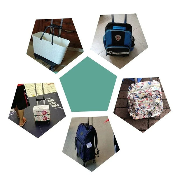 Planet Gates Portable 4/5 Wheel Trolley Rack Aluminum Alloy Foldable Pullling Rod Carrier for Student Backpack Pet Bag Load Bearing 15kg