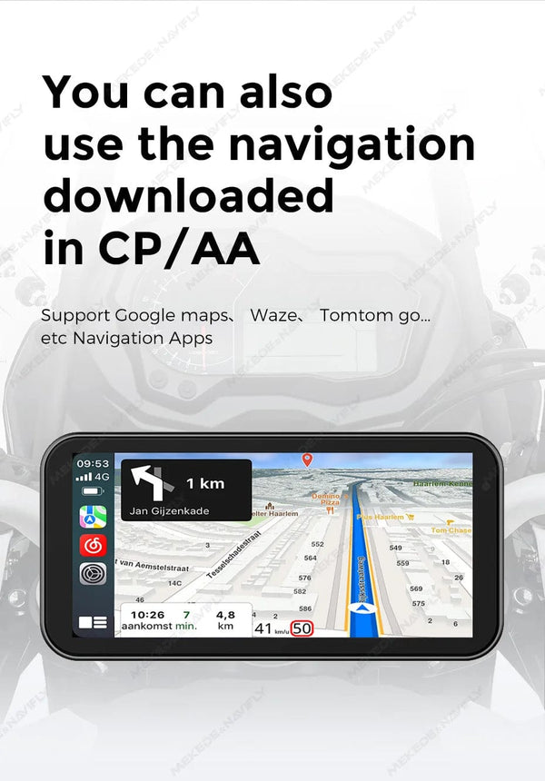 Planet Gates Portable 6.25 inch IP67 Waterproof Motorcycle GPS Navigation Wireless Carplay Android Auto DVR Drive Recorder Moto Monitor WIFI