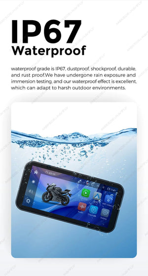 Planet Gates Portable 6.25 inch IP67 Waterproof Motorcycle GPS Navigation Wireless Carplay Android Auto DVR Drive Recorder Moto Monitor WIFI