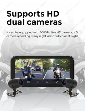 Planet Gates Portable 6.25 inch IP67 Waterproof Motorcycle GPS Navigation Wireless Carplay Android Auto DVR Drive Recorder Moto Monitor WIFI