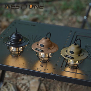 Planet Gates Portable Camping Lanterns Retro Hanging Tent Lamp Waterproof Dimmable Camping Light 1200mAh for Hiking Fishing Emergency Lantern