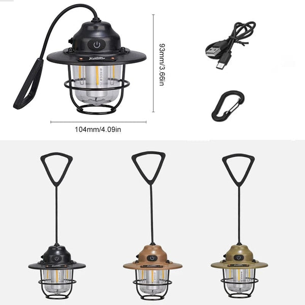 Planet Gates Portable Camping Lanterns Retro Hanging Tent Lamp Waterproof Dimmable Camping Light 1200mAh for Hiking Fishing Emergency Lantern