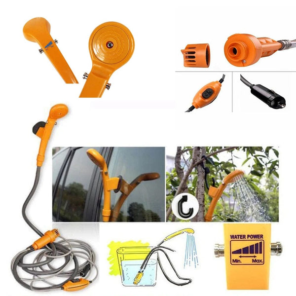 Planet Gates Portable Camping Shower Hiking Travel 12V Car Cigarette Lighter Outdoor Bath Shower of Plant Watering Car Cleaning Pet Bath Pump