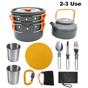 Planet Gates Portable Camping Tableware Cooking Set Outdoor Cookware Pan Pot Bowl Spoon Fork Utensils For Hiking Picnic Travel Wild Campismo
