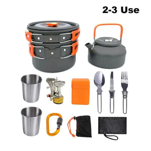 Planet Gates Portable Camping Tableware Cooking Set Outdoor Cookware Pan Pot Bowl Spoon Fork Utensils For Hiking Picnic Travel Wild Campismo