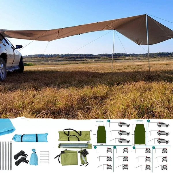 Planet Gates Portable Car Shelter Shade Camping Side Car Roof Top Tent Anti-UV Sunshade Waterproof Awning Parasol Rain Canopy For Suv Jeep