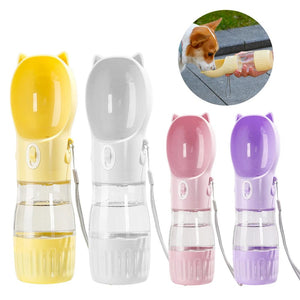 Planet Gates Portable Dog Water Bottle With Food Cup For Small Large Dog Cats Outdoor Walking Drinking Feed Dispense French Bulldog Supplies