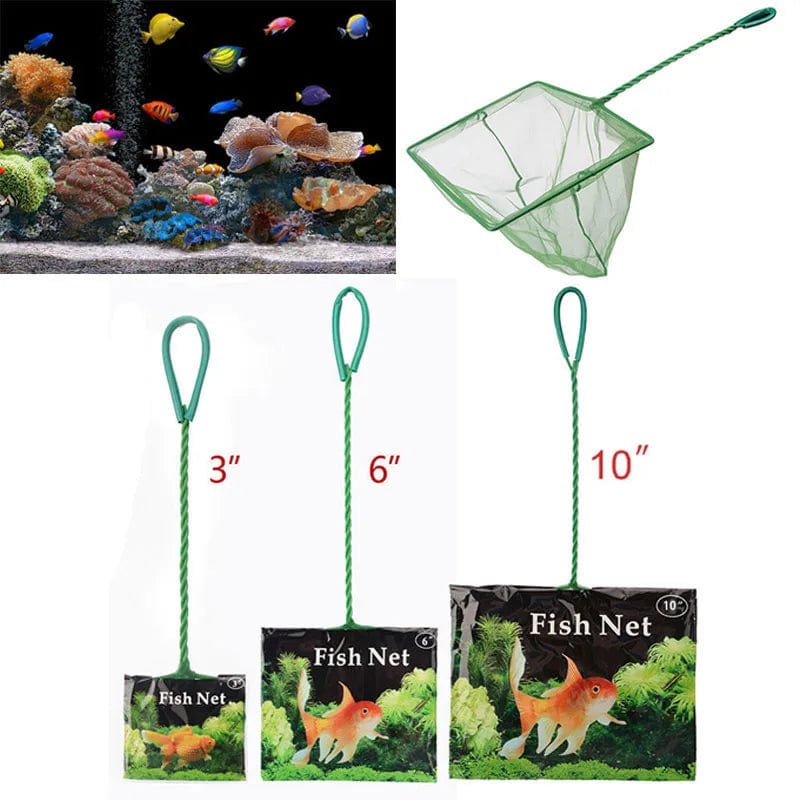 Planet Gates Portable Fish Net Long Handle Square Aquarium Accessories Fish Tank Landing Net Fishing Net Fish Floating Objects Cleaning Tool