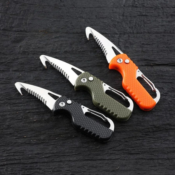 Planet Gates Portable Folding Knife Express Package Knife Gift Keychain Serrated Hook Knife Outdoor Camping Carry-on Survival Tool Box Opener