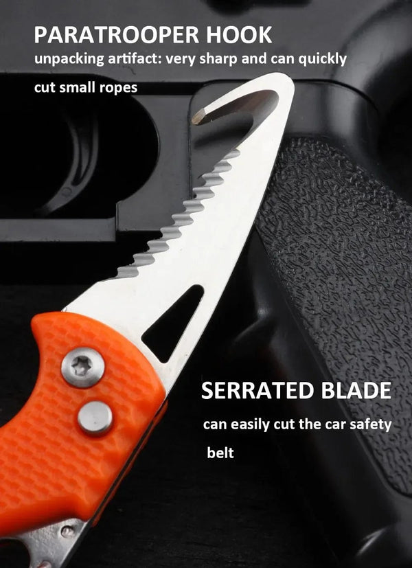 Planet Gates Portable Folding Knife Express Package Knife Gift Keychain Serrated Hook Knife Outdoor Camping Carry-on Survival Tool Box Opener