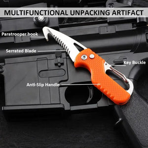 Planet Gates Portable Folding Knife Express Package Knife Gift Keychain Serrated Hook Knife Outdoor Camping Carry-on Survival Tool Box Opener