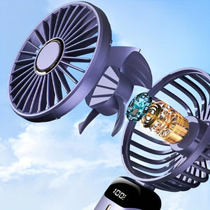 Planet Gates Portable Handheld Mini Fan USB Rechargeable with LED Display 5 Speeds 90° Foldable Battery Operated for Office Bedroom Outdoor Travel Camping Back to School Supplies