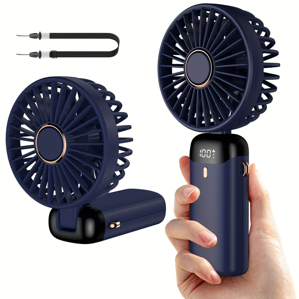 Planet Gates Portable Handheld Mini Fan USB Rechargeable with LED Display 5 Speeds 90° Foldable Battery Operated for Office Bedroom Outdoor Travel Camping Back to School Supplies