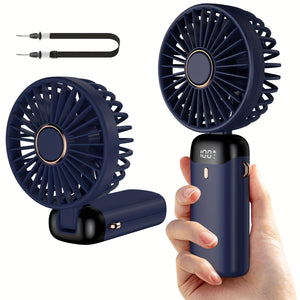 Planet Gates Portable Handheld Mini Fan USB Rechargeable with LED Display 5 Speeds 90° Foldable Battery Operated for Office Bedroom Outdoor Travel Camping Back to School Supplies