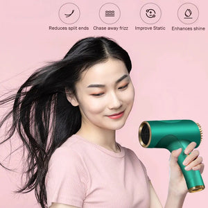 Planet Gates Portable Handy Hairdryer Cordless Lonic Hair Dryer 40/500W USB Rechargeable Powerful 2 Gears for Travel Home Dormitory 2600mah