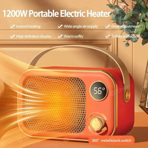 Planet Gates Portable Heater LED Screen Electric Heater 1200W PTC Ceramic Heater Fan Desktop Warm Blower Fan for Bedroom Household Home