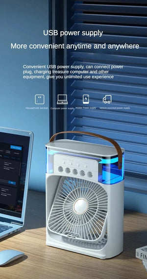 Planet Gates Portable Humidifier Fan AIr Conditioner Household Small Air Cooler Hydrocooling Portable Air Adjustment For Office 3 Speed Fan