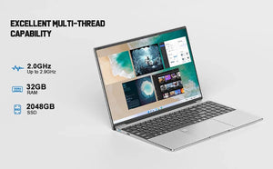 Planet Gates Portable Laptop 15.6" 32GB Ram DDR4 2TB SSD Windows 11 Notebook Pc Gamer Intel N5095 Office Computer with Backlit Fingerprint